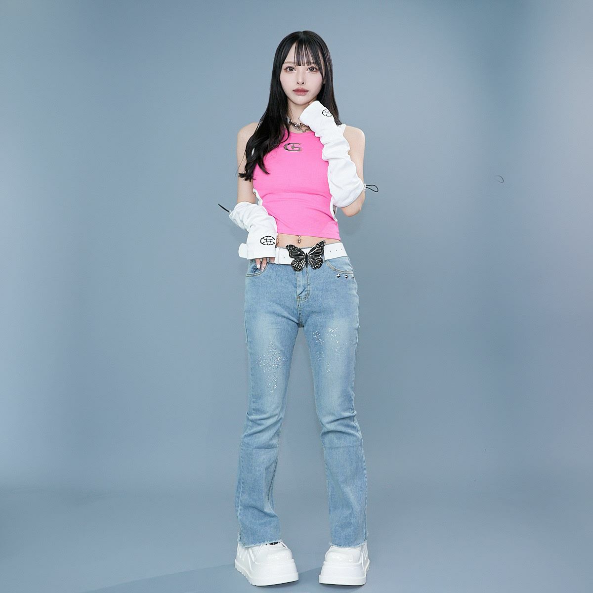 ラインストーンブーツカットデニム07