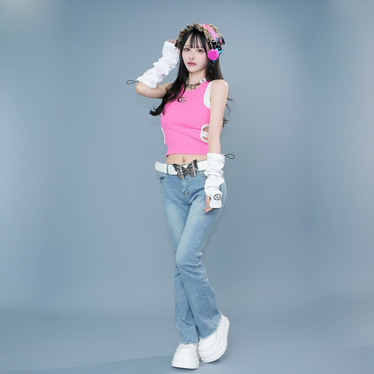 ラインストーンブーツカットデニム09