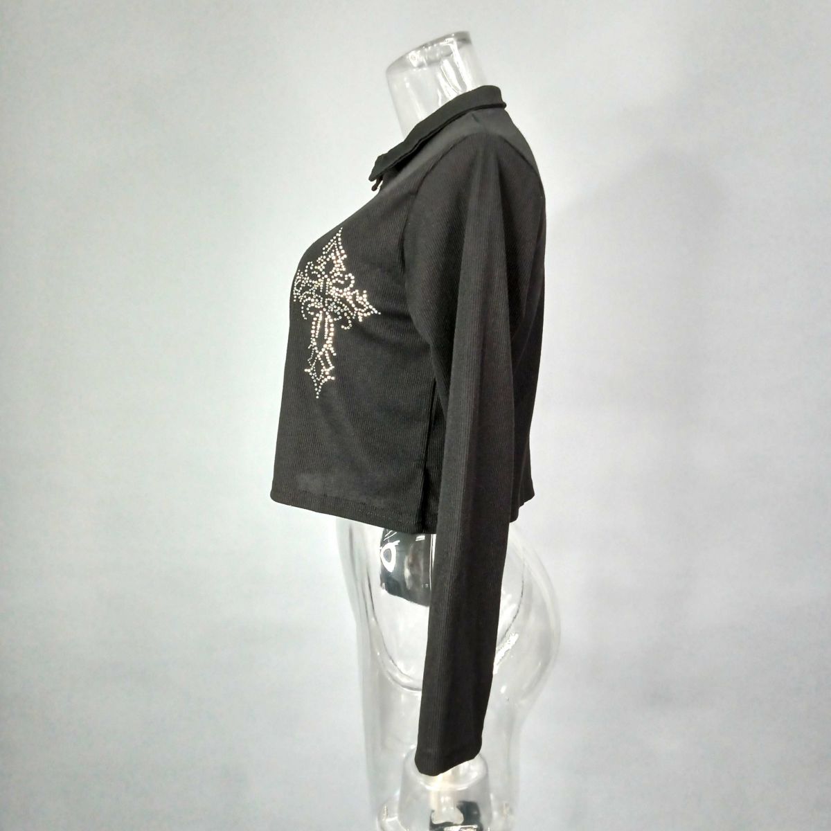 ラインストーンポロシャツ02