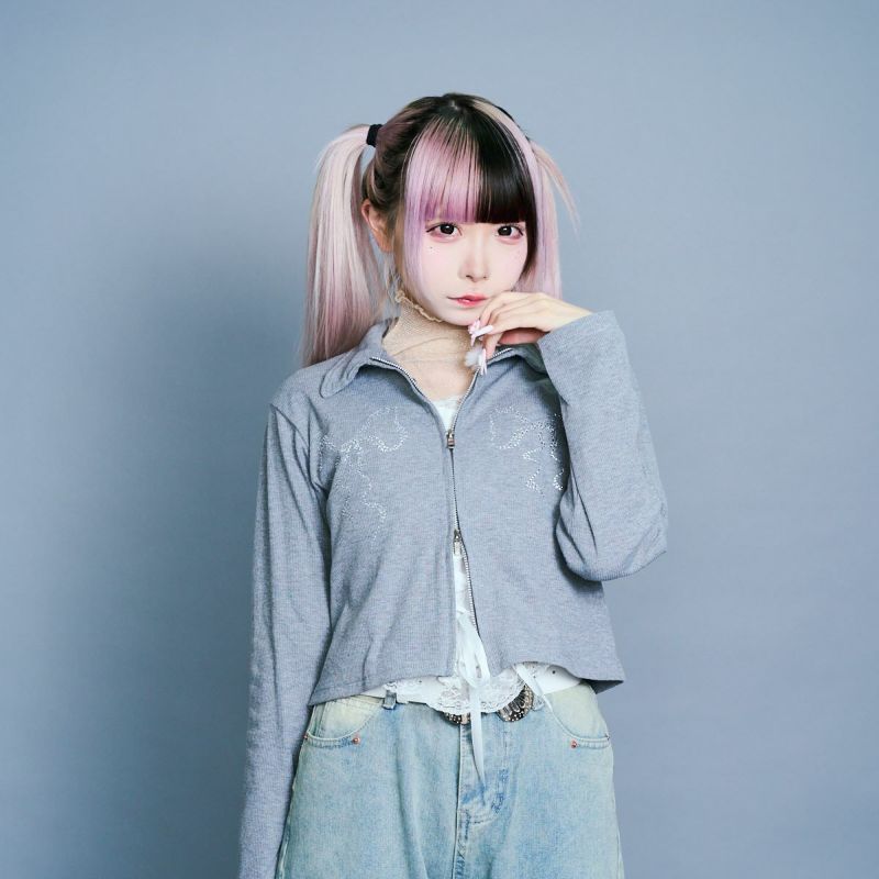 ラインストーンポロシャツ07