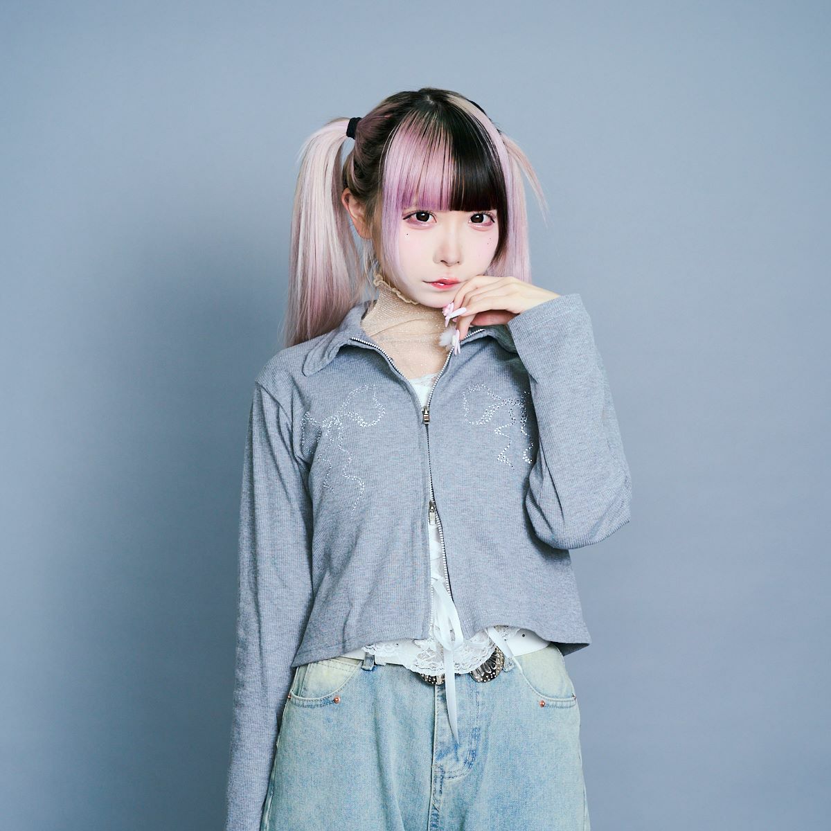 ラインストーンポロシャツ07