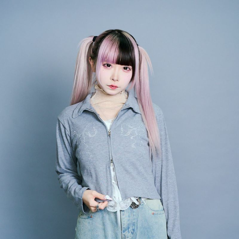 ラインストーンポロシャツ08