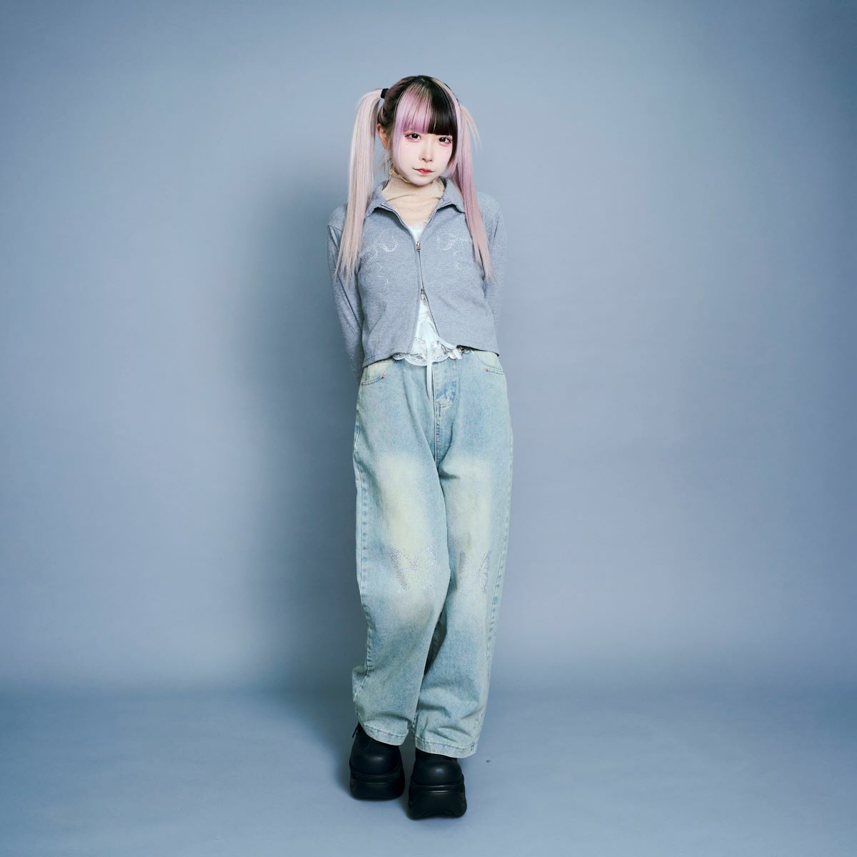 ラインストーンポロシャツ09