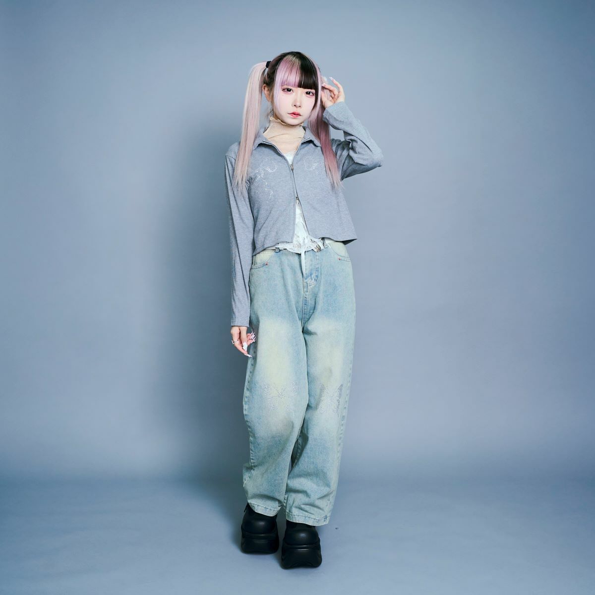 ラインストーンポロシャツ10