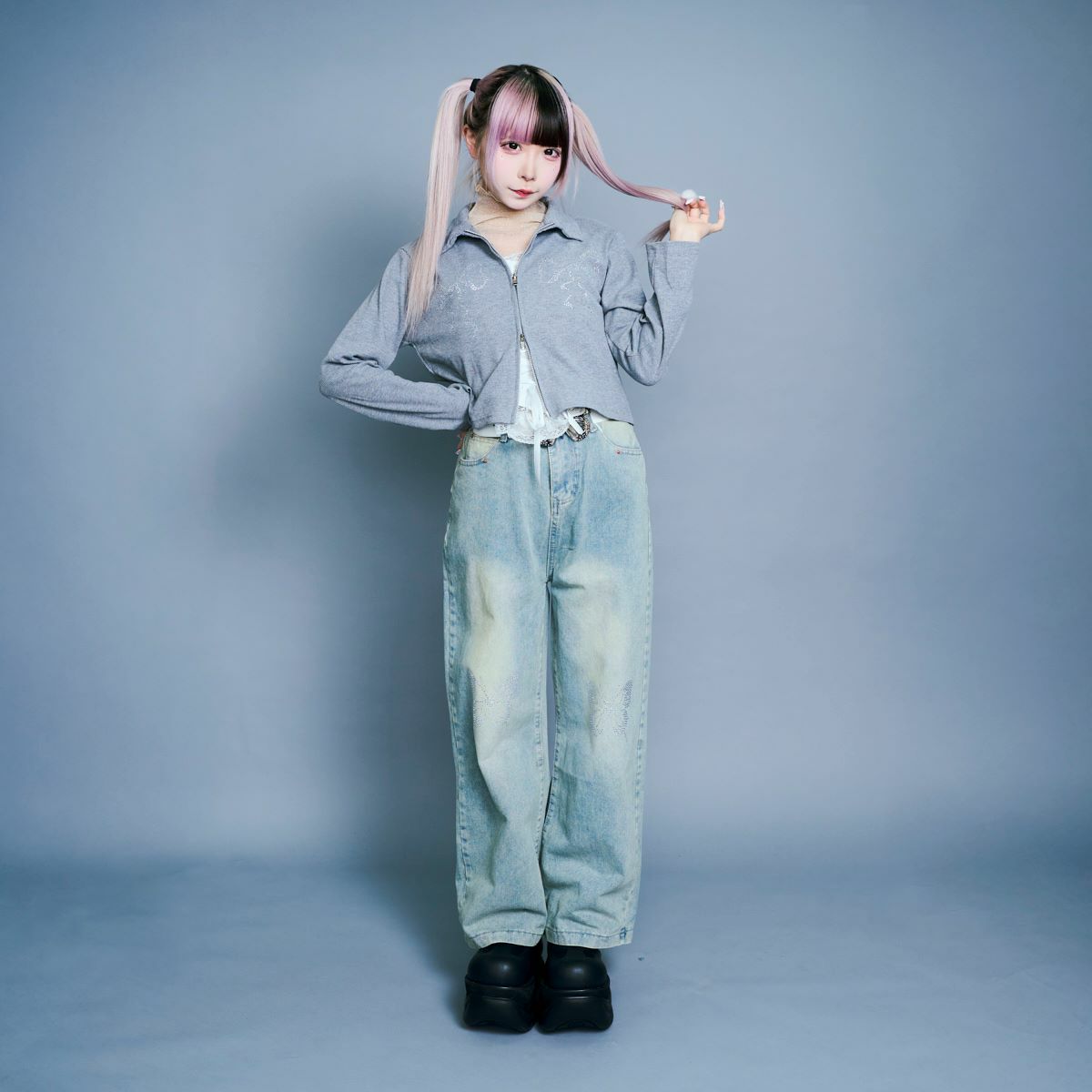 ラインストーンポロシャツ11