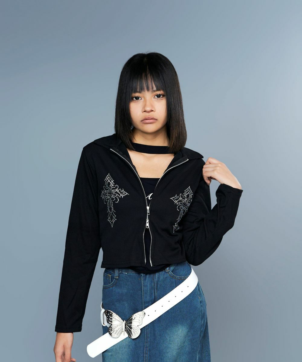 ラインストーンポロシャツ13