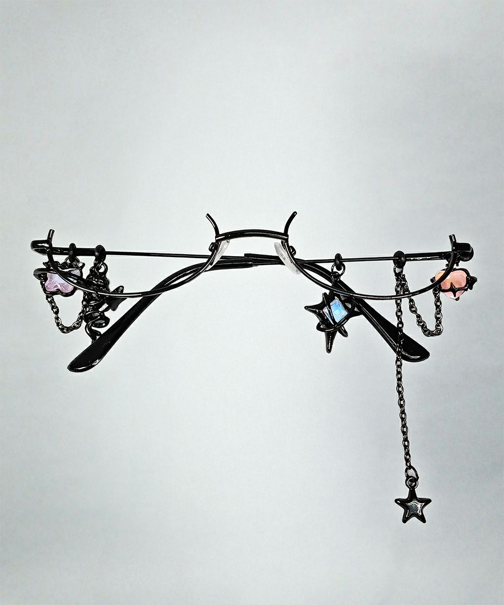 オールブラックチャーム自撮りメガネ